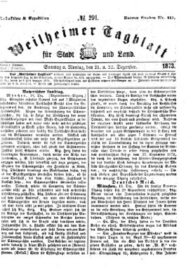 Weilheimer Tagblatt für Stadt und Land Sonntag 21. Dezember 1873