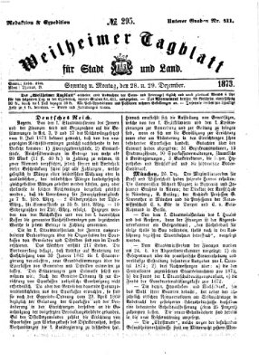 Weilheimer Tagblatt für Stadt und Land Montag 29. Dezember 1873