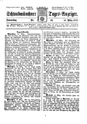 Schwabmünchner Tages-Anzeiger Donnerstag 14. März 1872