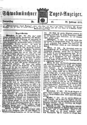 Schwabmünchner Tages-Anzeiger Donnerstag 20. Februar 1873