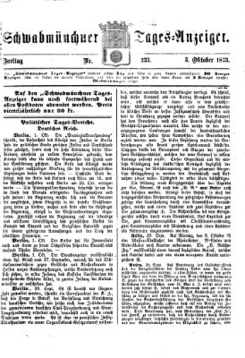 Schwabmünchner Tages-Anzeiger Freitag 3. Oktober 1873