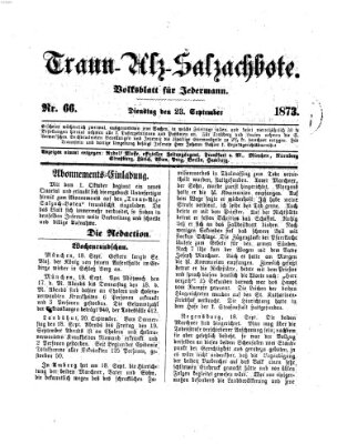 Traun-Alz-Salzachbote Dienstag 23. September 1873