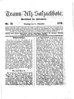 Traun-Alz-Salzachbote Dienstag 11. November 1873