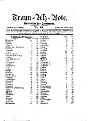 Traun-Alz-Bote (Traun-Alz-Salzachbote) Freitag 10. März 1871