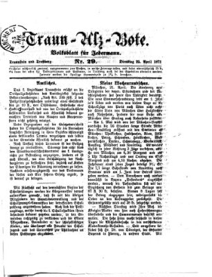 Traun-Alz-Bote (Traun-Alz-Salzachbote) Dienstag 25. April 1871