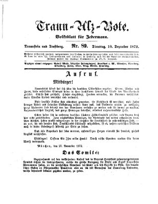 Traun-Alz-Bote (Traun-Alz-Salzachbote) Dienstag 10. Dezember 1872