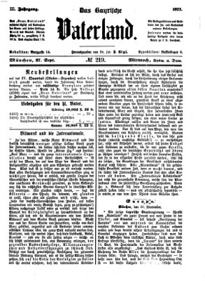 Das bayerische Vaterland Mittwoch 27. September 1871