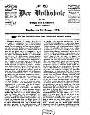 Der Volksbote für den Bürger und Landmann Samstag 28. Januar 1871