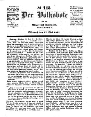 Der Volksbote für den Bürger und Landmann Mittwoch 17. Mai 1871
