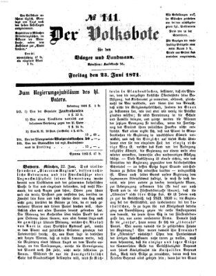 Der Volksbote für den Bürger und Landmann Freitag 23. Juni 1871