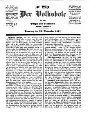Der Volksbote für den Bürger und Landmann Sonntag 26. November 1871