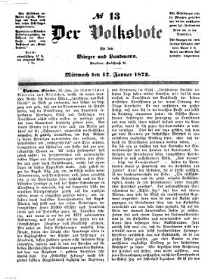 Der Volksbote für den Bürger und Landmann Mittwoch 17. Januar 1872