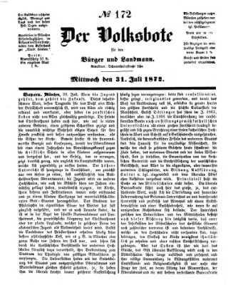 Der Volksbote für den Bürger und Landmann Mittwoch 31. Juli 1872