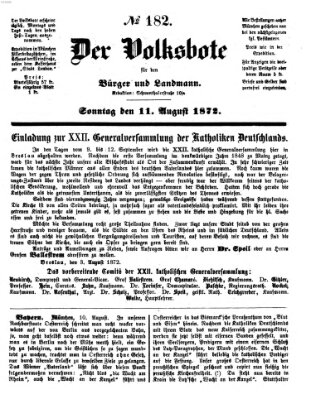 Der Volksbote für den Bürger und Landmann Sonntag 11. August 1872