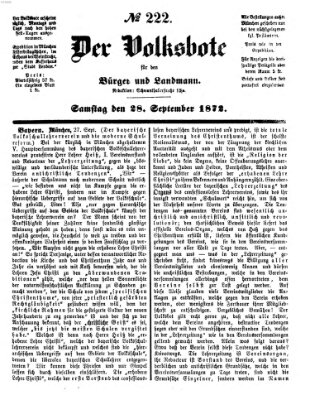 Der Volksbote für den Bürger und Landmann Samstag 28. September 1872