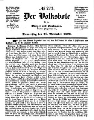 Der Volksbote für den Bürger und Landmann Donnerstag 28. November 1872