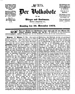 Der Volksbote für den Bürger und Landmann Samstag 30. November 1872