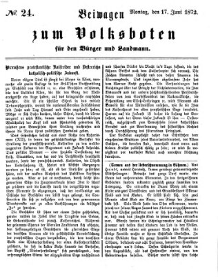 Der Volksbote für den Bürger und Landmann Montag 17. Juni 1872
