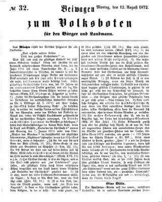 Der Volksbote für den Bürger und Landmann Montag 12. August 1872