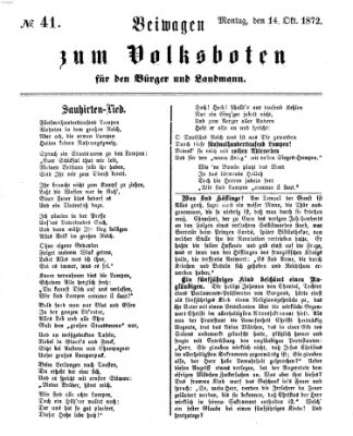 Der Volksbote für den Bürger und Landmann Montag 14. Oktober 1872