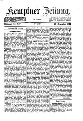 Kemptner Zeitung Mittwoch 13. September 1871