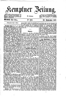 Kemptner Zeitung Mittwoch 20. September 1871