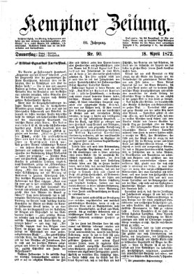 Kemptner Zeitung Donnerstag 18. April 1872