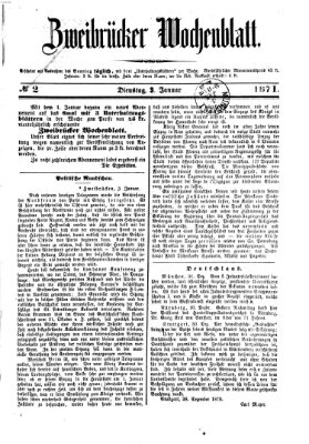 Zweibrücker Wochenblatt Dienstag 3. Januar 1871