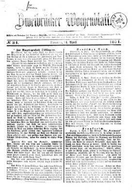 Zweibrücker Wochenblatt Dienstag 11. April 1871