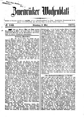 Zweibrücker Wochenblatt Dienstag 2. Mai 1871