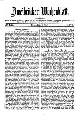 Zweibrücker Wochenblatt Donnerstag 8. Juni 1871