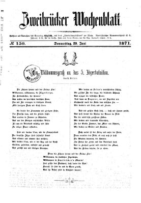 Zweibrücker Wochenblatt Donnerstag 29. Juni 1871