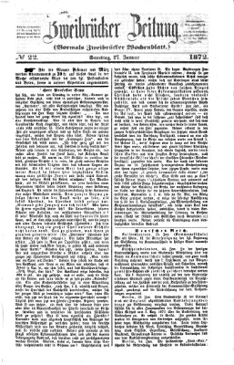Zweibrücker Zeitung (Zweibrücker Wochenblatt) Samstag 27. Januar 1872