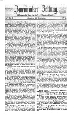 Zweibrücker Zeitung (Zweibrücker Wochenblatt) Samstag 21. September 1872