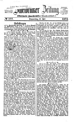 Zweibrücker Zeitung (Zweibrücker Wochenblatt) Donnerstag 31. Juli 1873