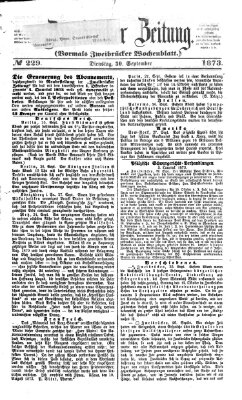 Zweibrücker Zeitung (Zweibrücker Wochenblatt) Dienstag 30. September 1873