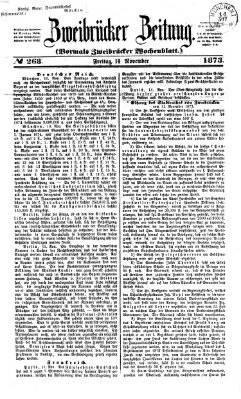 Zweibrücker Zeitung (Zweibrücker Wochenblatt) Freitag 14. November 1873