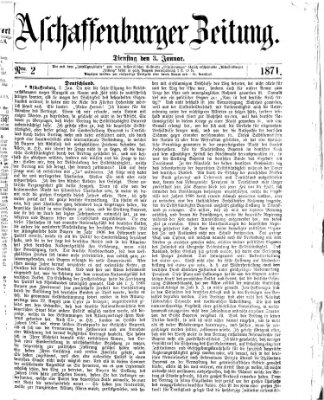 Aschaffenburger Zeitung Dienstag 3. Januar 1871