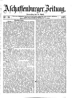 Aschaffenburger Zeitung Donnerstag 20. April 1871