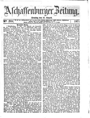 Aschaffenburger Zeitung Samstag 26. August 1871