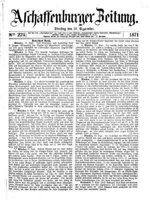 Aschaffenburger Zeitung Dienstag 12. September 1871
