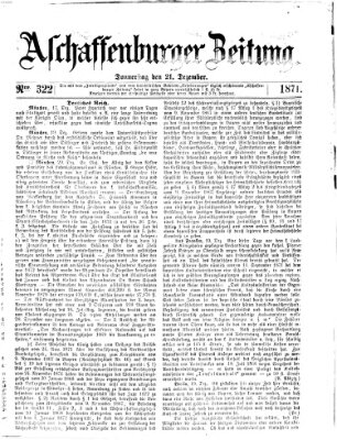 Aschaffenburger Zeitung Donnerstag 21. Dezember 1871