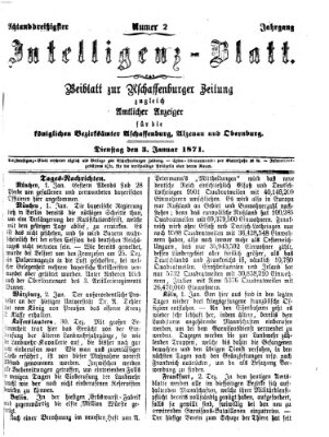 Aschaffenburger Zeitung Dienstag 3. Januar 1871