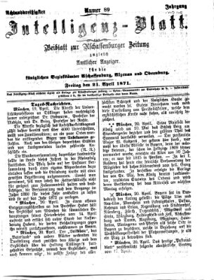 Aschaffenburger Zeitung Freitag 21. April 1871