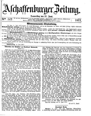 Aschaffenburger Zeitung Donnerstag 27. Juni 1872