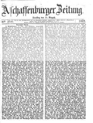 Aschaffenburger Zeitung Dienstag 13. August 1872