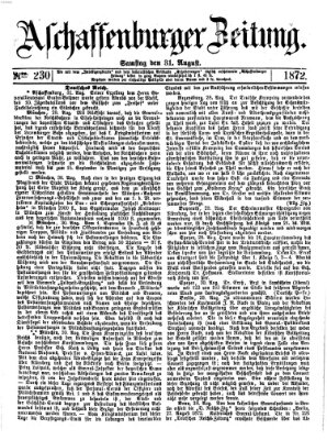 Aschaffenburger Zeitung Samstag 31. August 1872