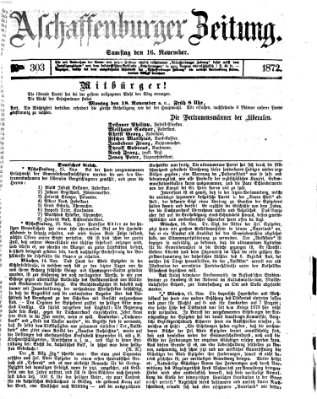Aschaffenburger Zeitung Samstag 16. November 1872