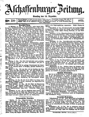 Aschaffenburger Zeitung Samstag 14. Dezember 1872