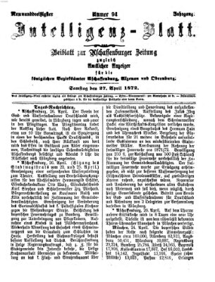 Aschaffenburger Zeitung Samstag 27. April 1872